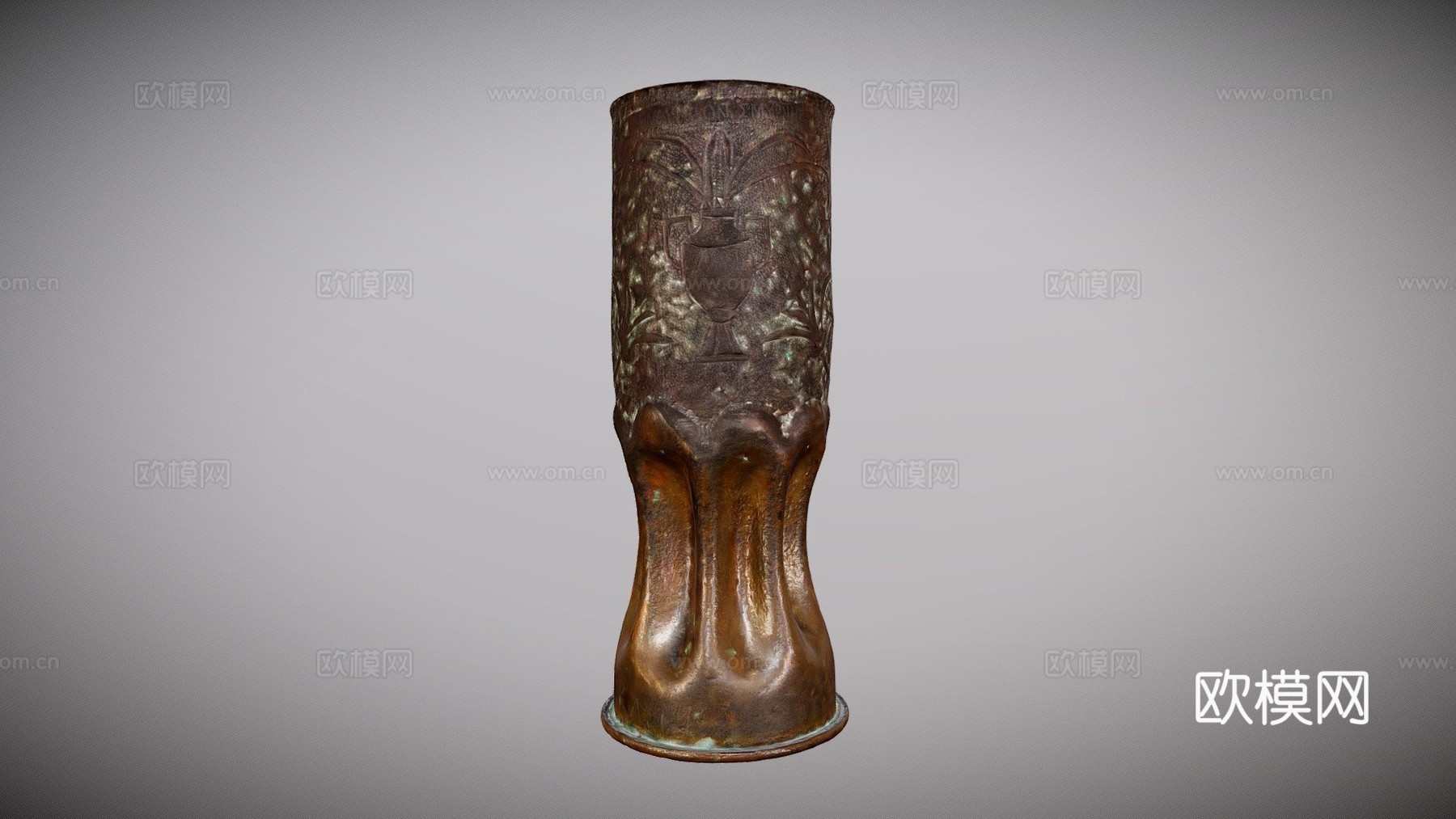 战壕艺术装饰炮弹1915年3d模型下载（渲染图1）