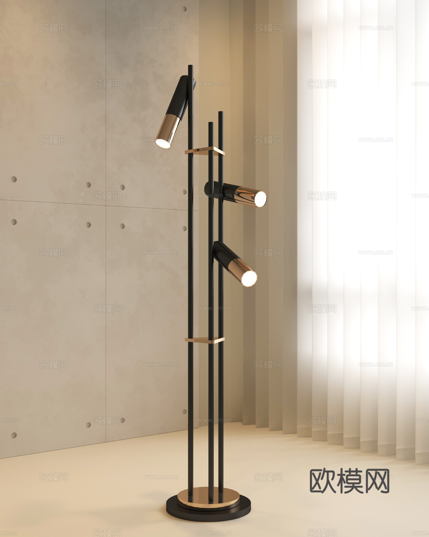 现代意式落地灯 筒灯射灯su模型