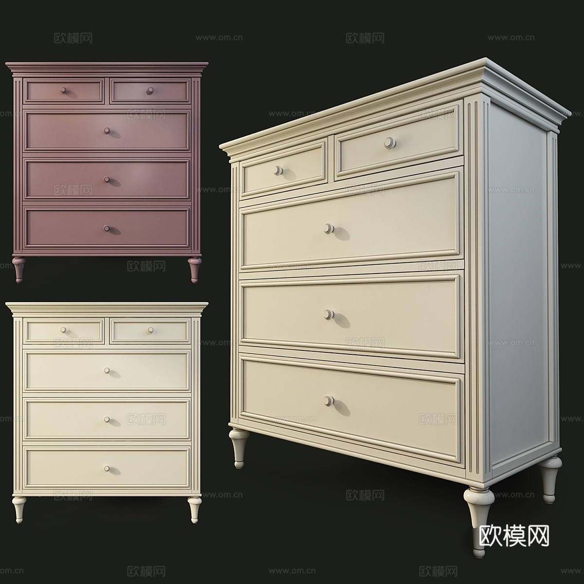 五抽屉高柜。Riverdi .The Werby3d模型下载