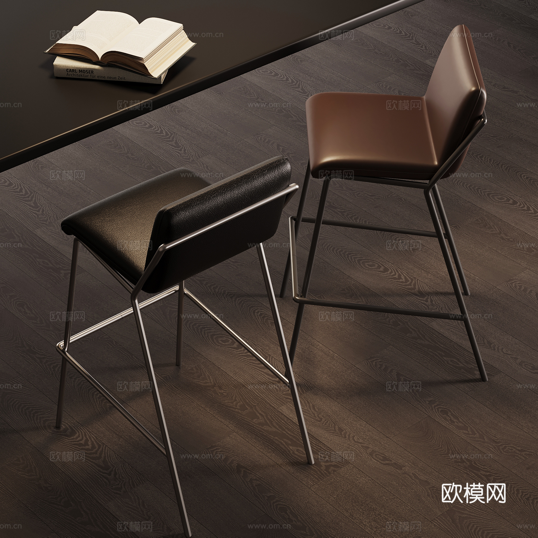 现代意式吧椅 吧凳su模型