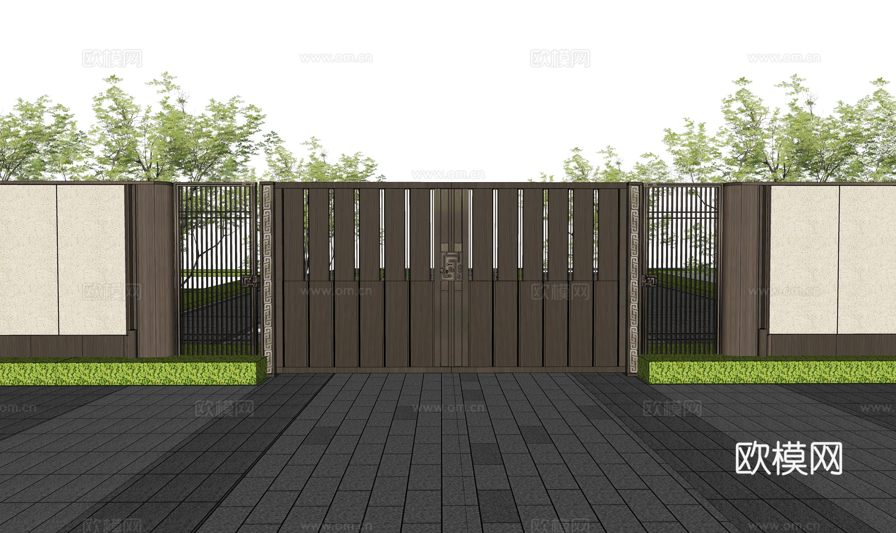 草坪灯 庭院门 水池 屋顶花园 门 室内景观 庭院 造景 景su模型