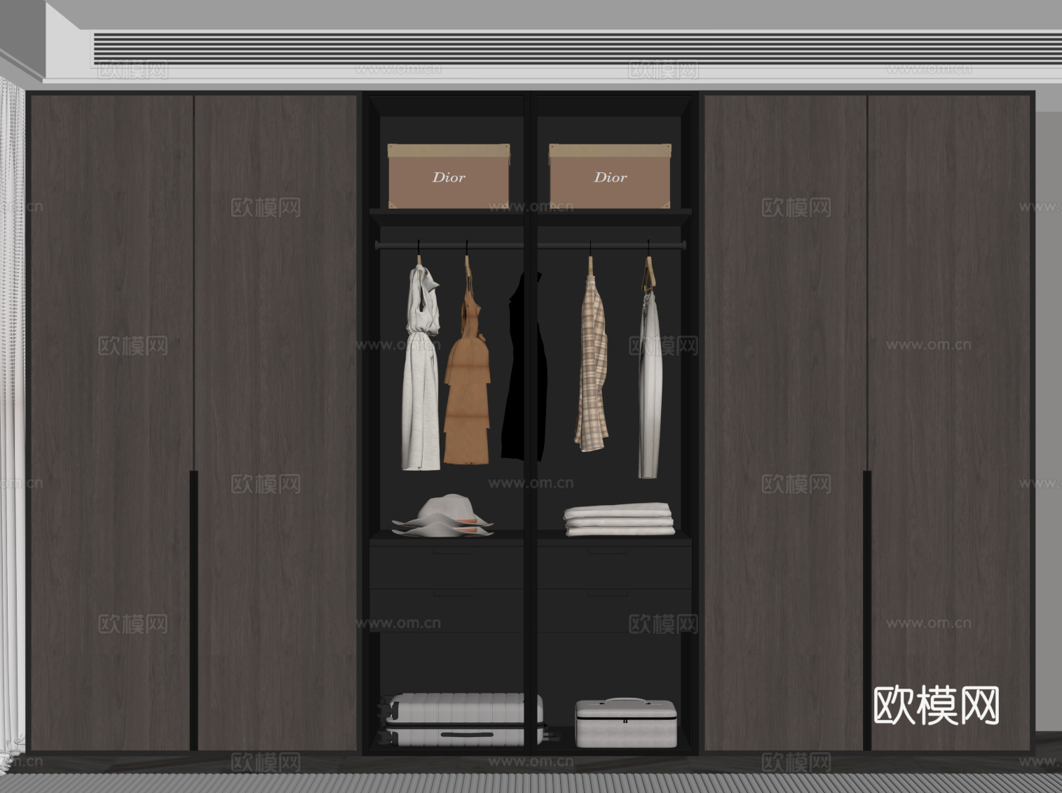 现代意式衣柜su模型