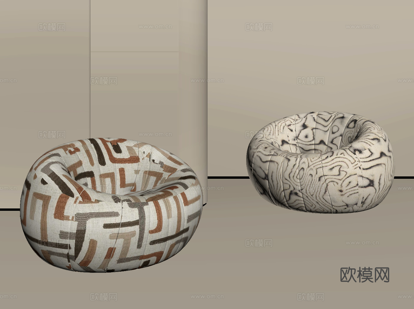 法式中古懒人沙发 单人沙发su模型