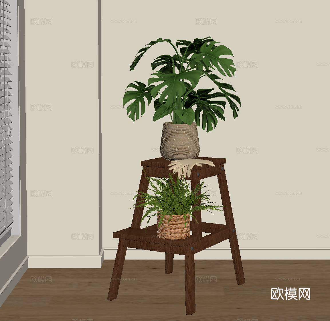 现代中古风花架su模型