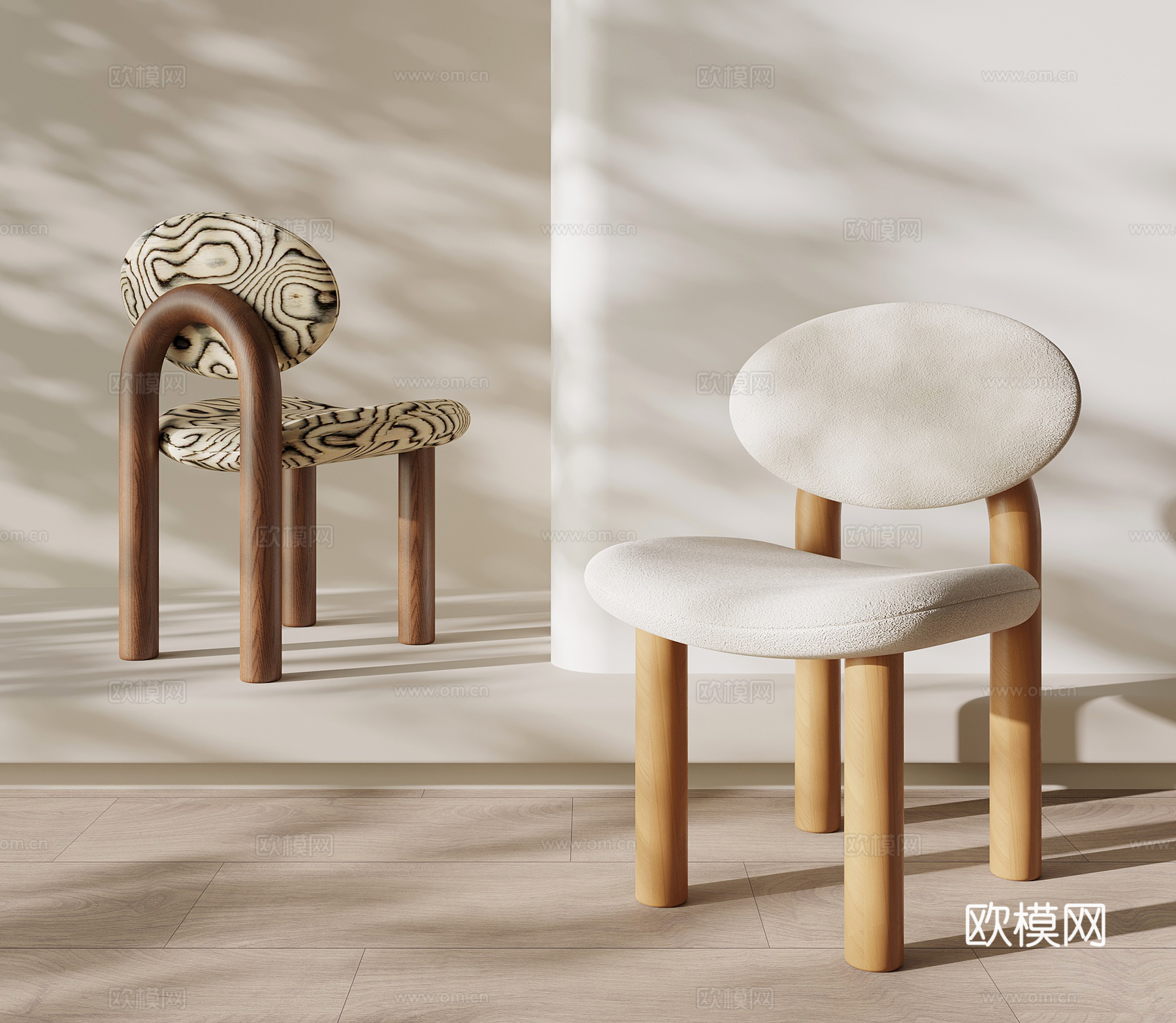 侘寂中古椅子 餐椅su模型