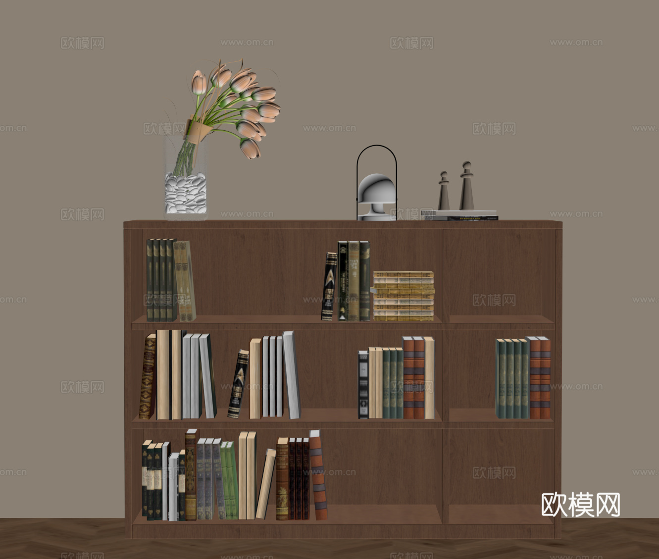 中古风书架 边柜 置物柜su模型