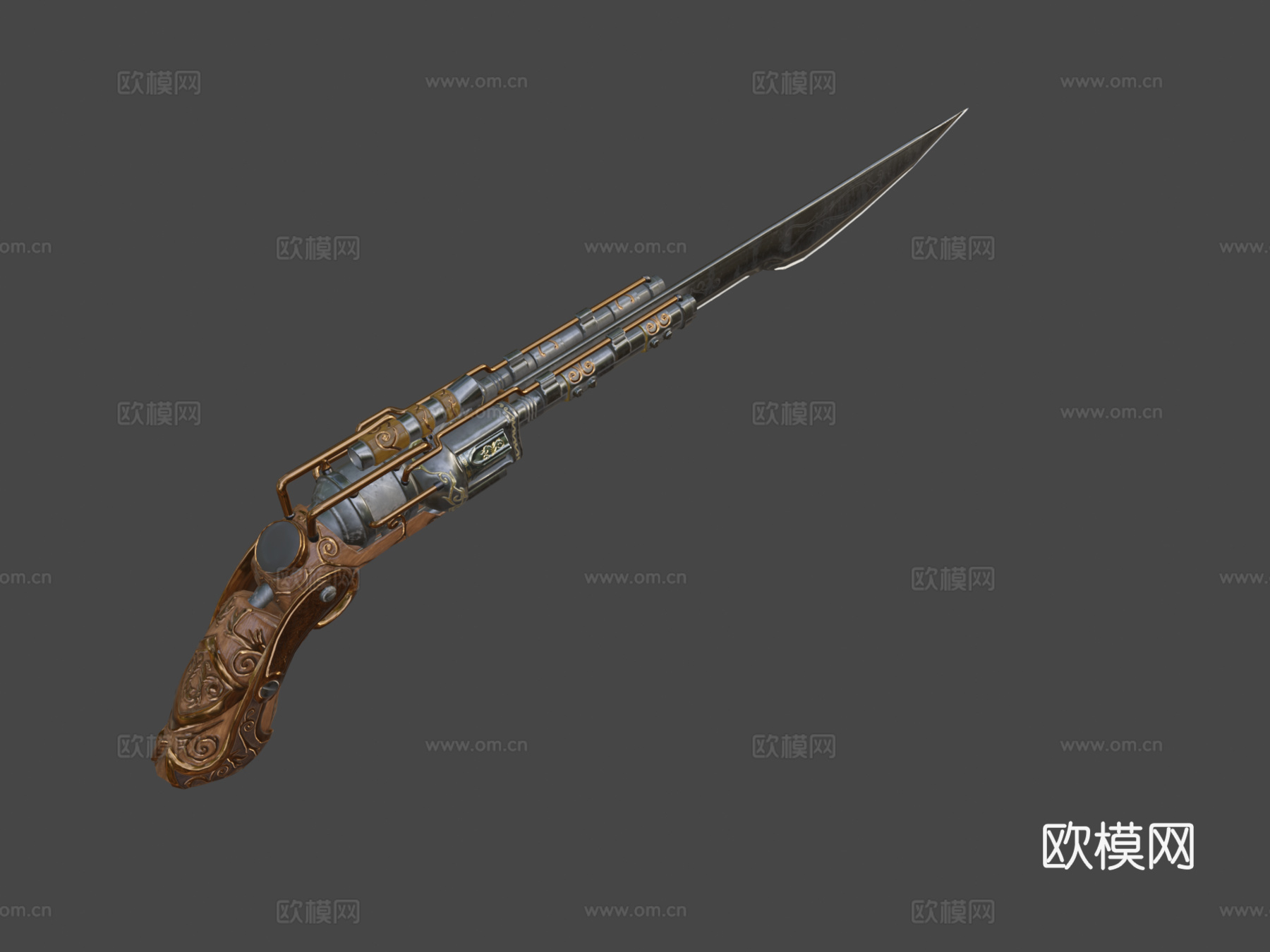 双管刃枪3d模型下载（渲染图8）
