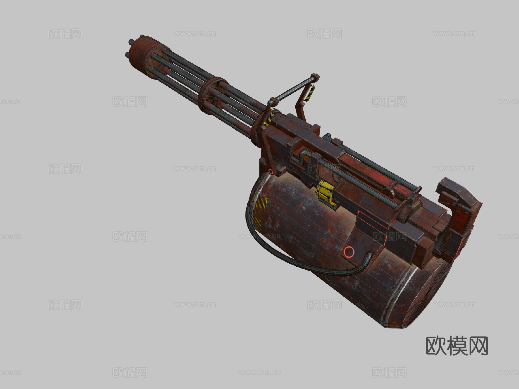 生锈的迷你炮3d模型下载（渲染图2）
