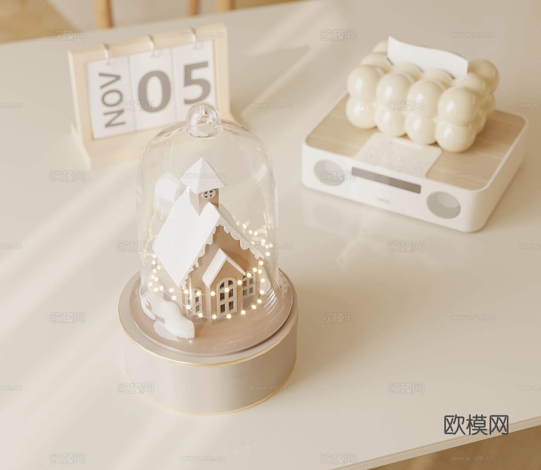 现代奶油风摆件 小夜灯su模型