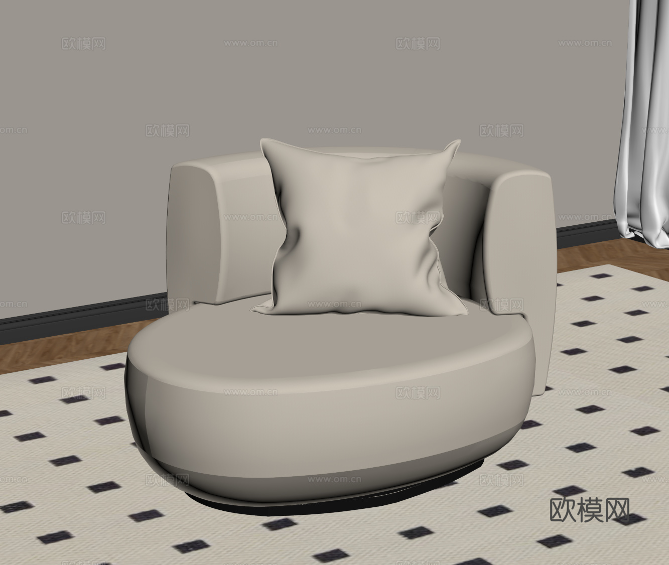 现代单人沙发 休闲沙发su模型