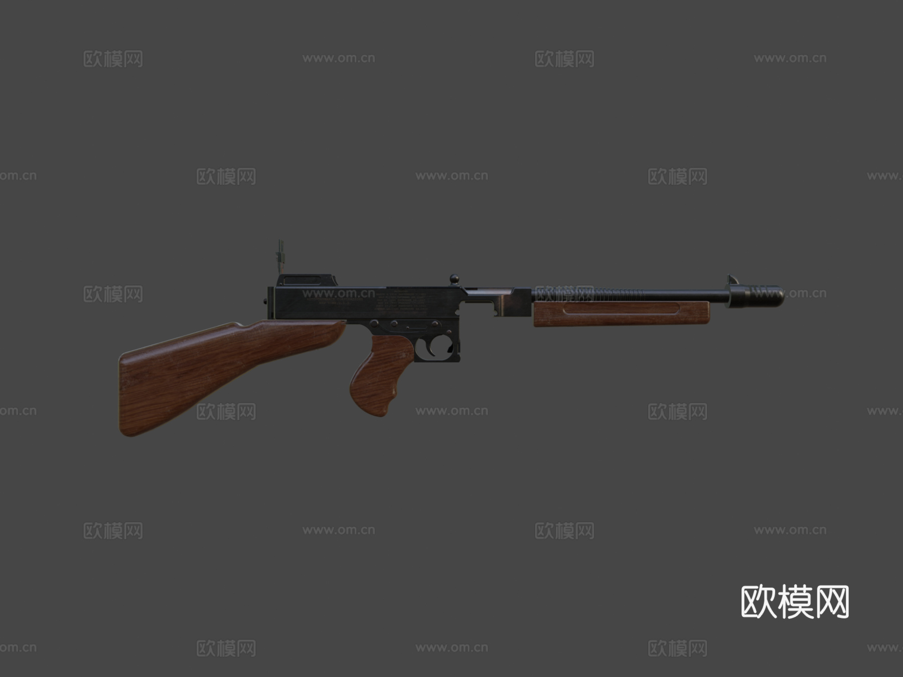 汤普森1928无弹匣3d模型下载（渲染图7）