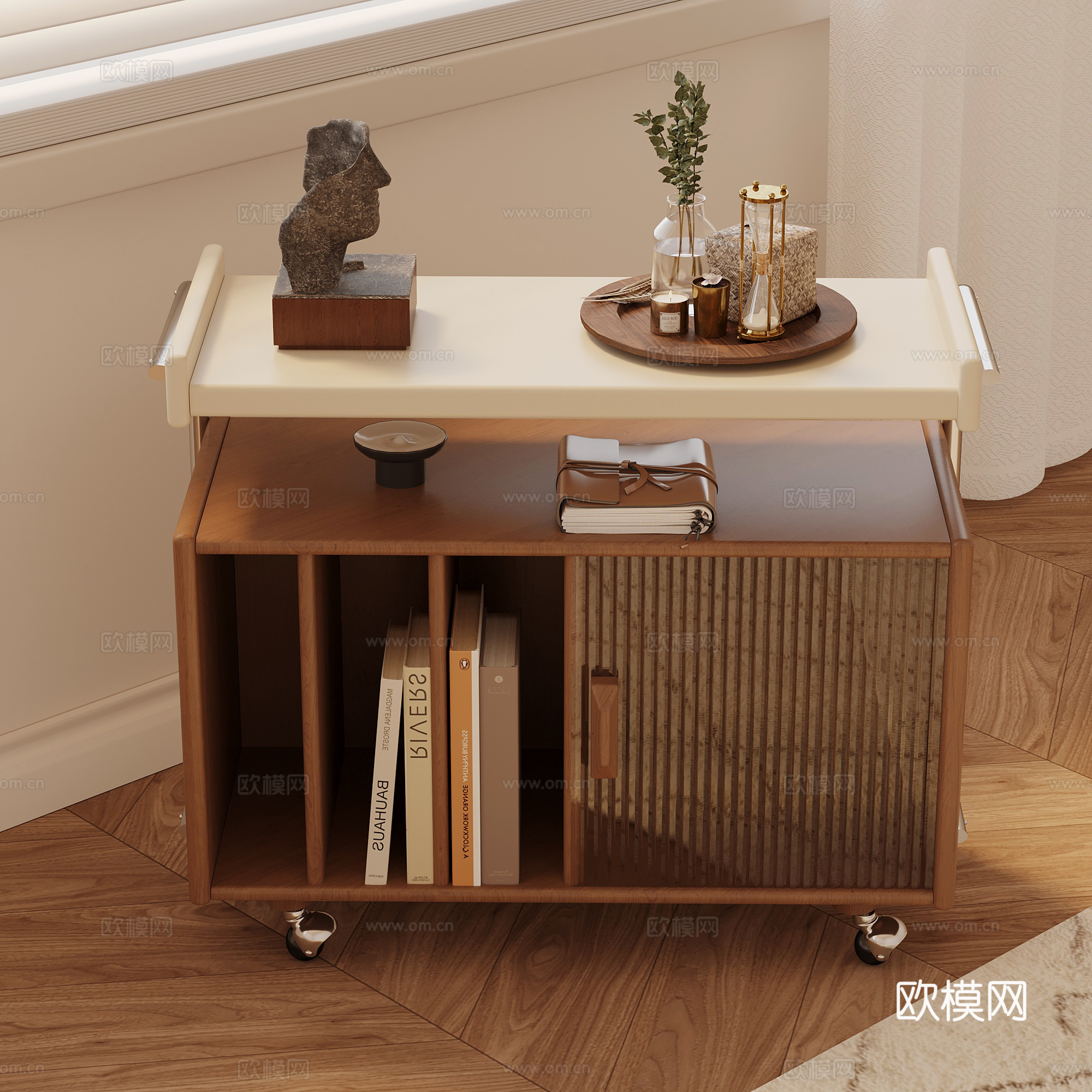 中古风边几 角几 置物架su模型