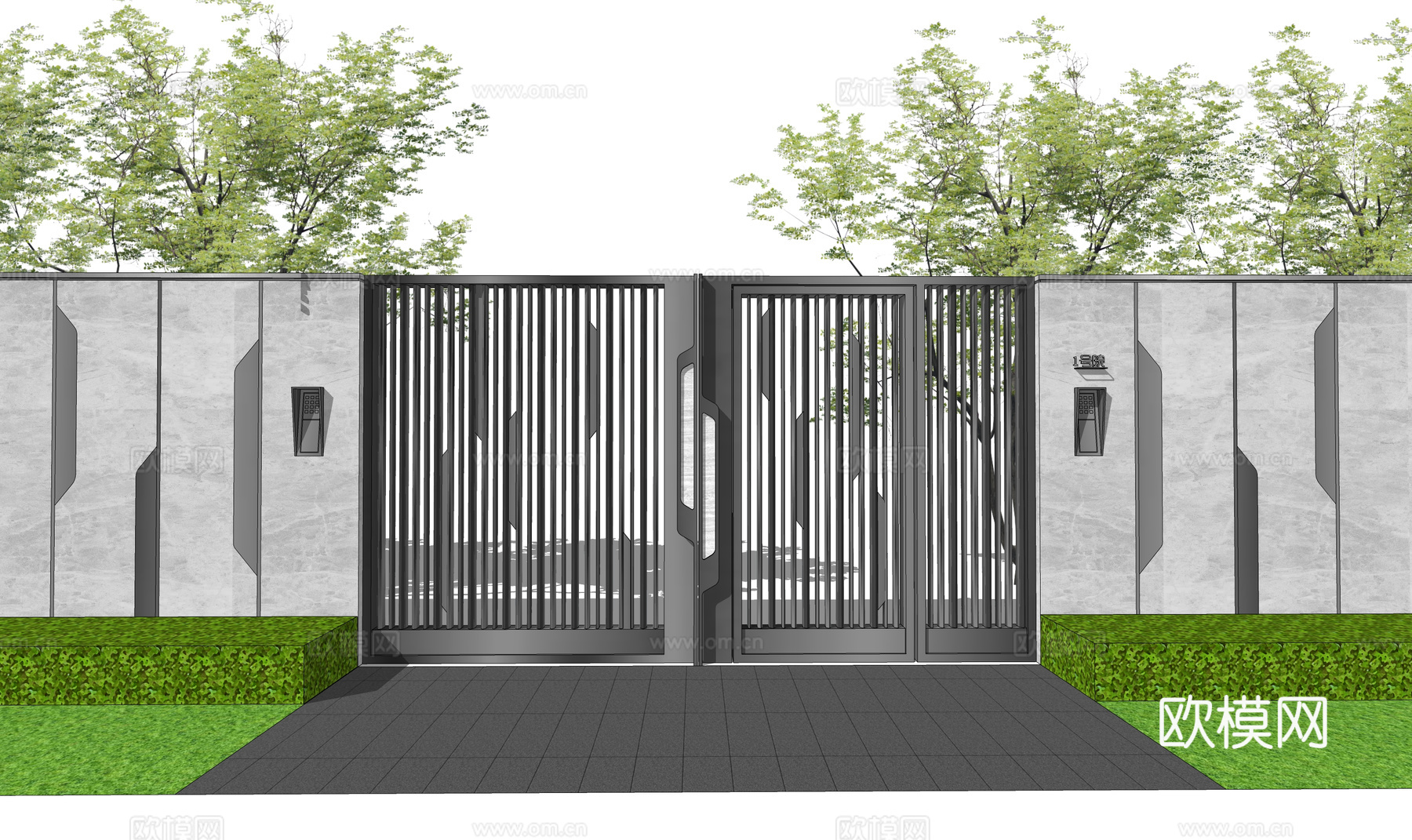 草坪灯 庭院门 水池 屋顶花园 门 室内景观 庭院 造景 景su模型