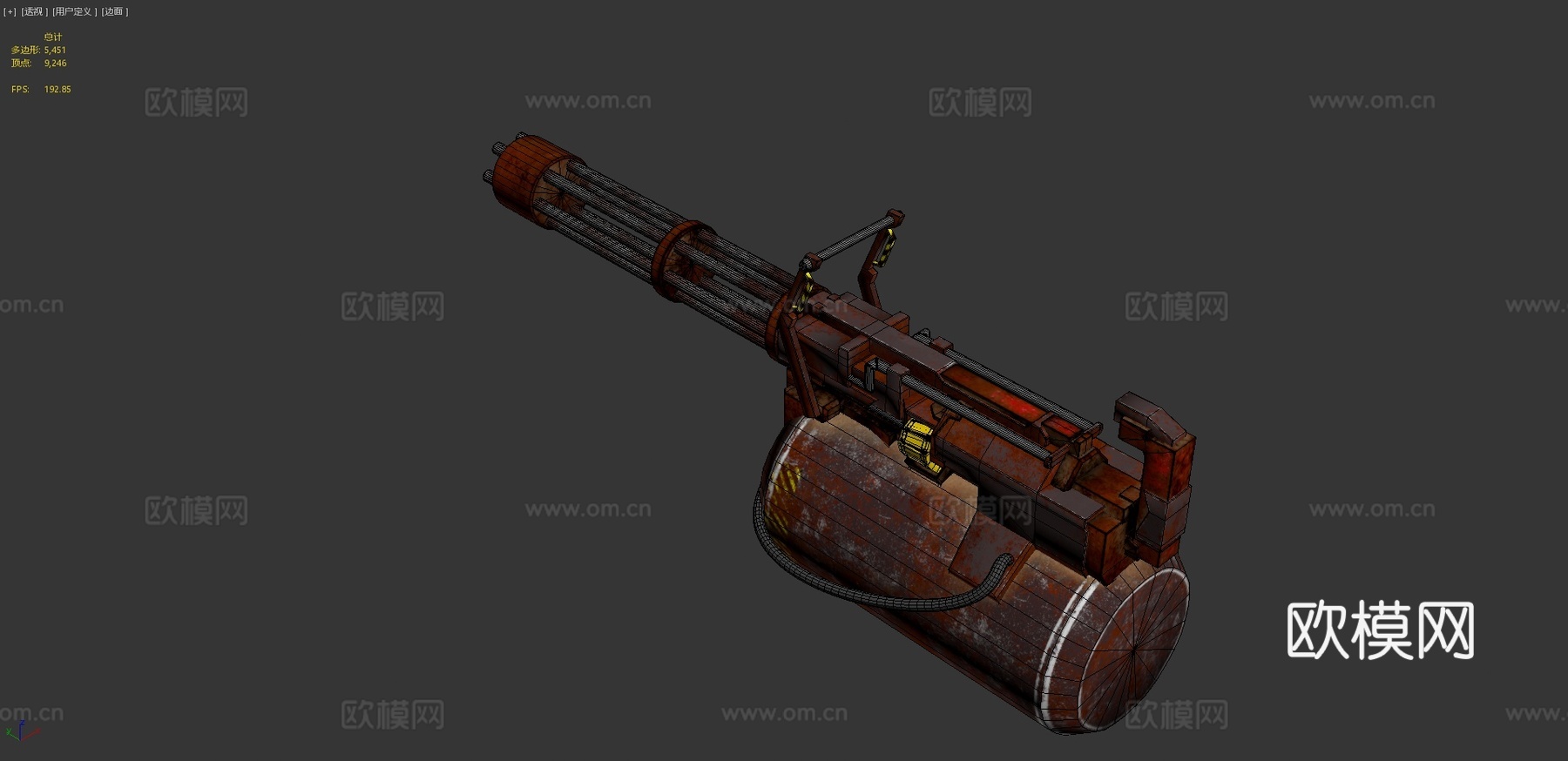 生锈的迷你炮3d模型下载（渲染图4）