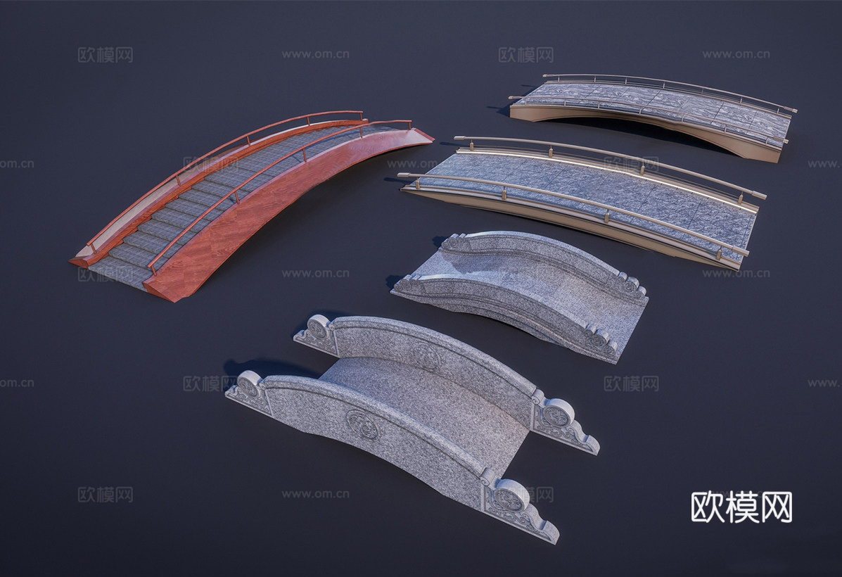 新中式景观桥su模型