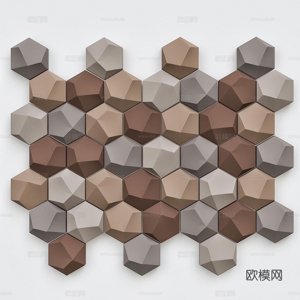 装饰性3D墙板 Edgy Hexagonal № 0093d模型下载