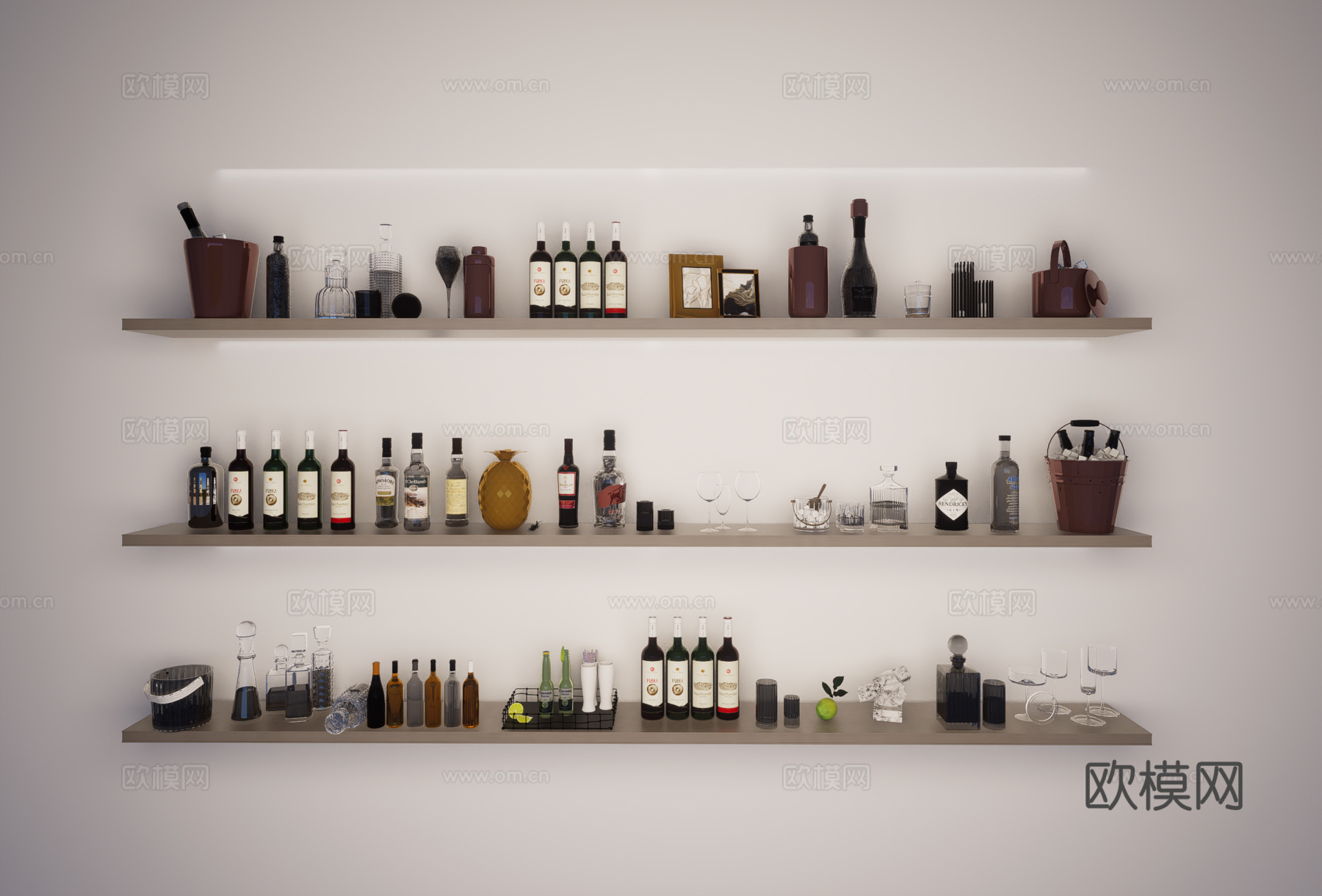 现代酒架装饰品su模型