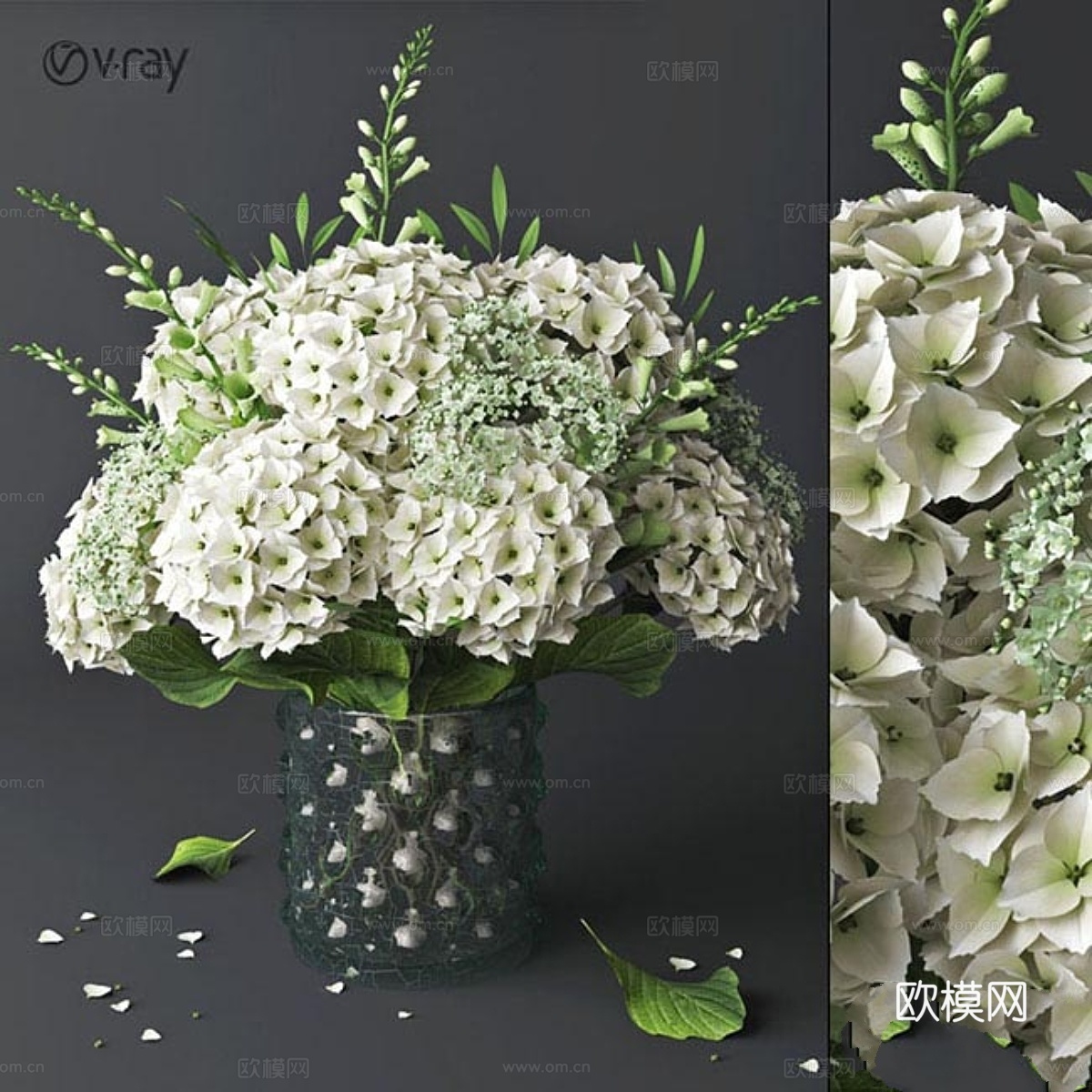 花束_绣球花3d模型下载