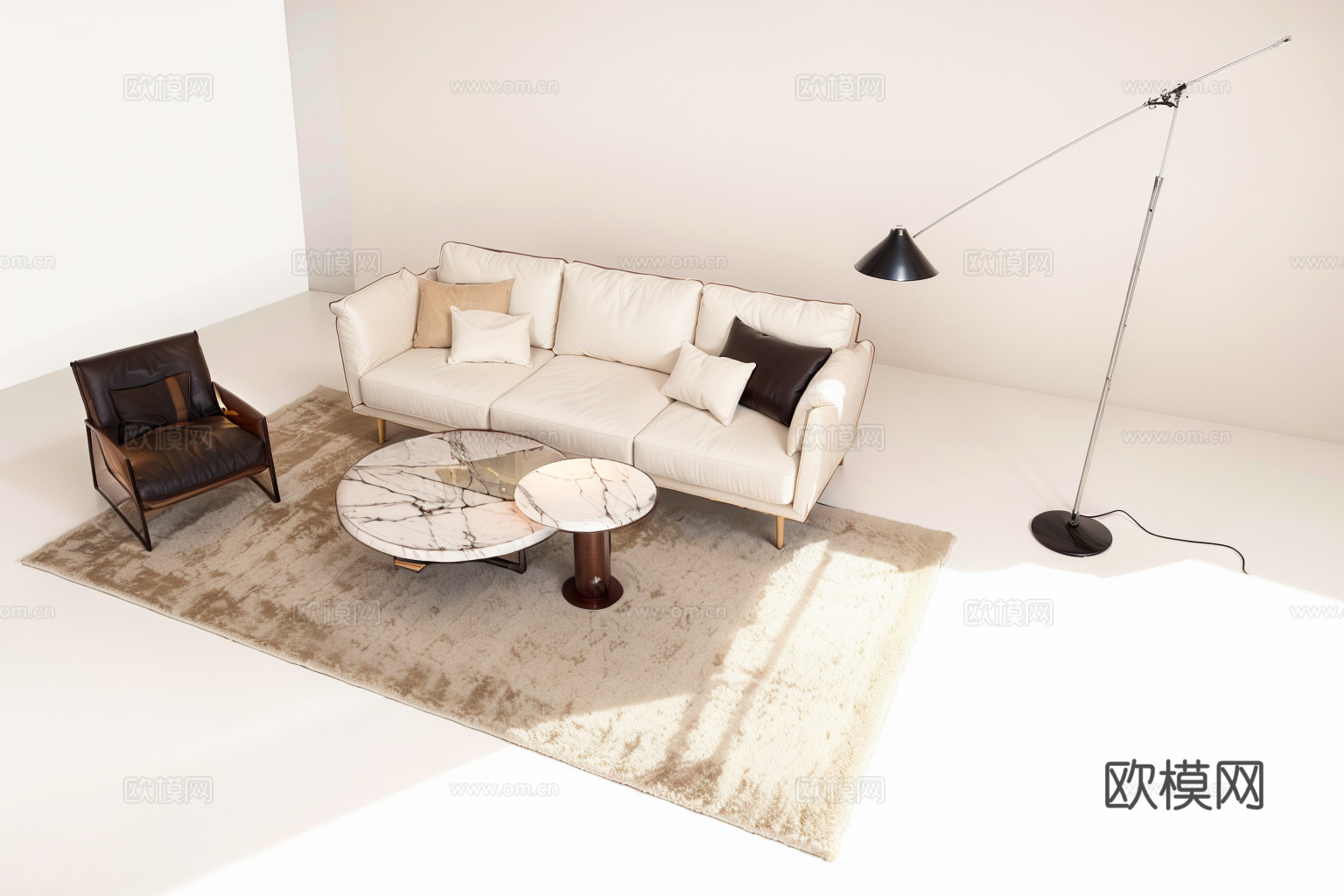沙发休闲椅茶几su模型下载（渲染图1）