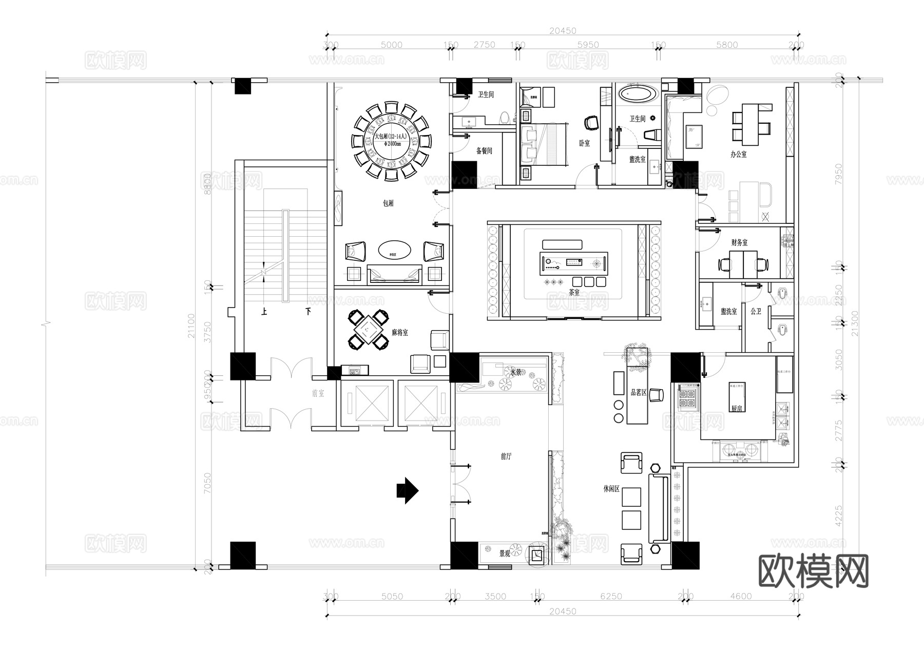 办公接待会所cad施工图