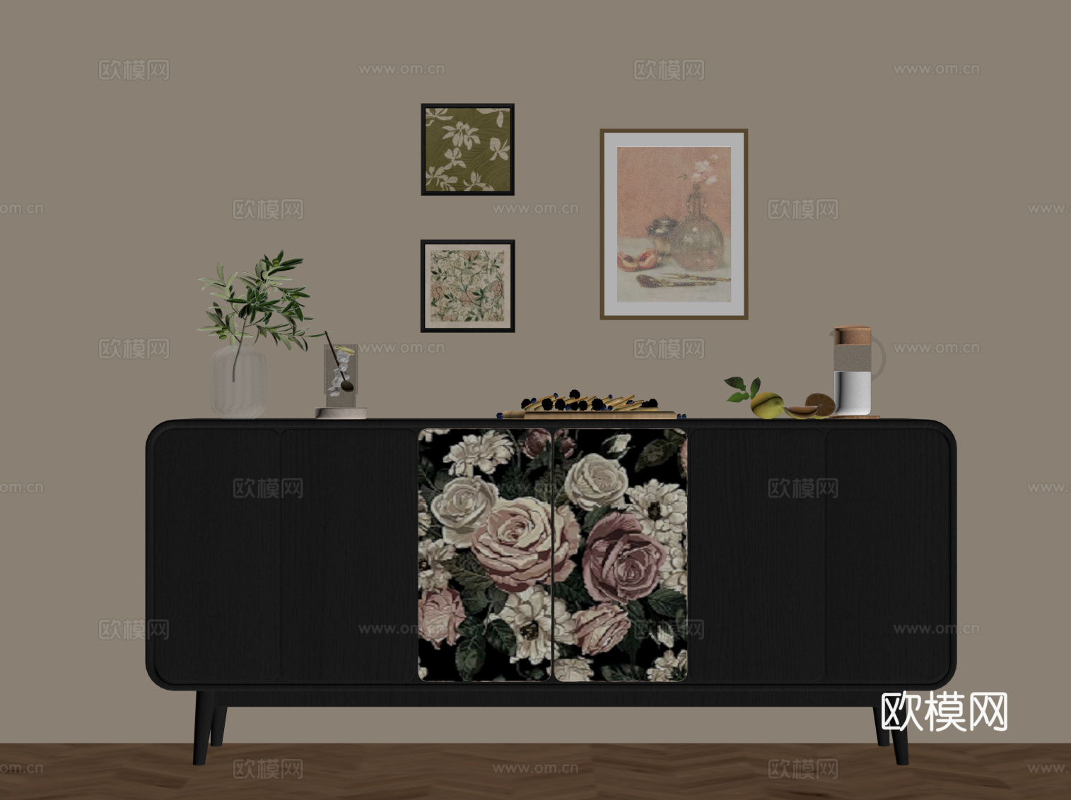 法式复古餐边柜 玄关柜 边柜su模型