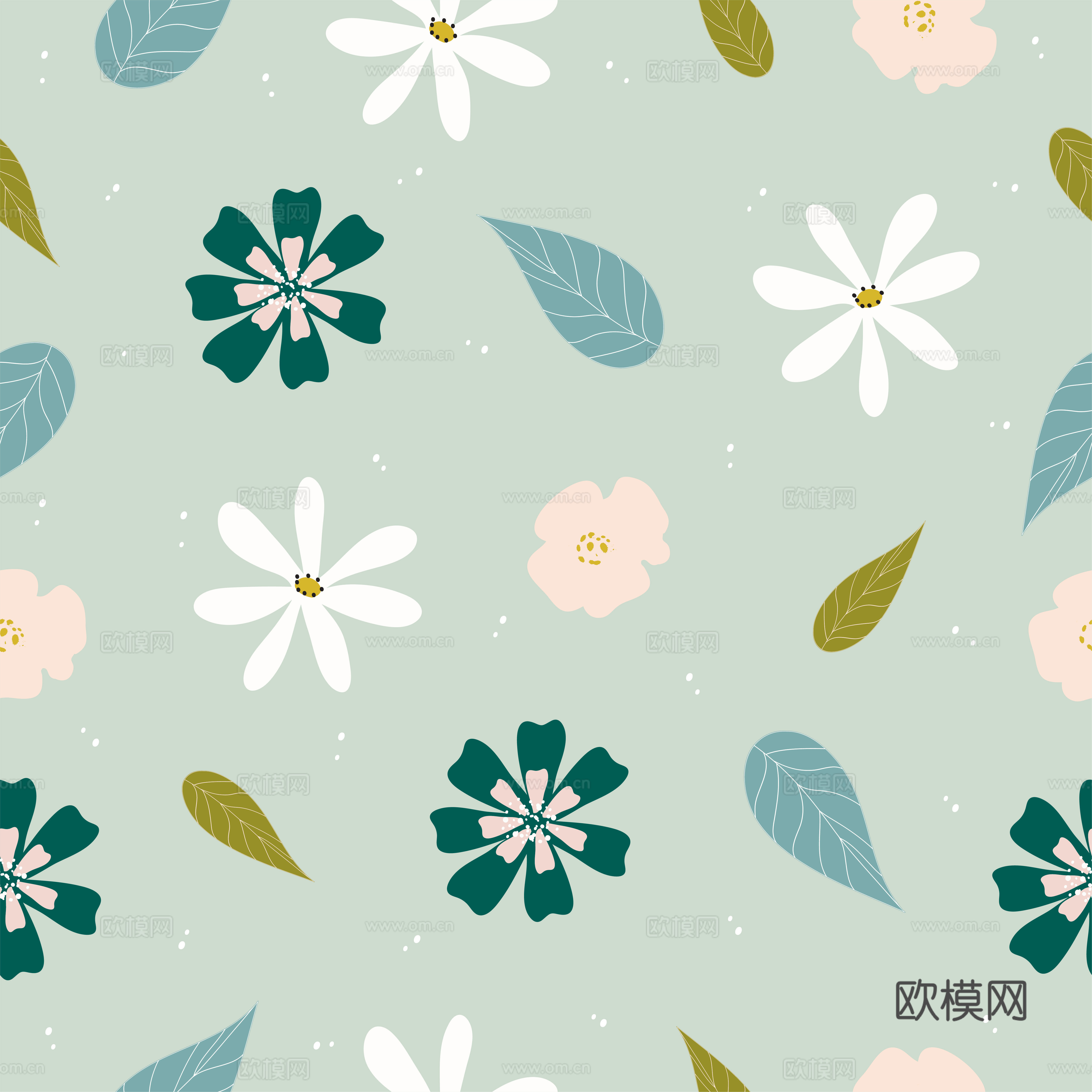 现代植物印花壁纸