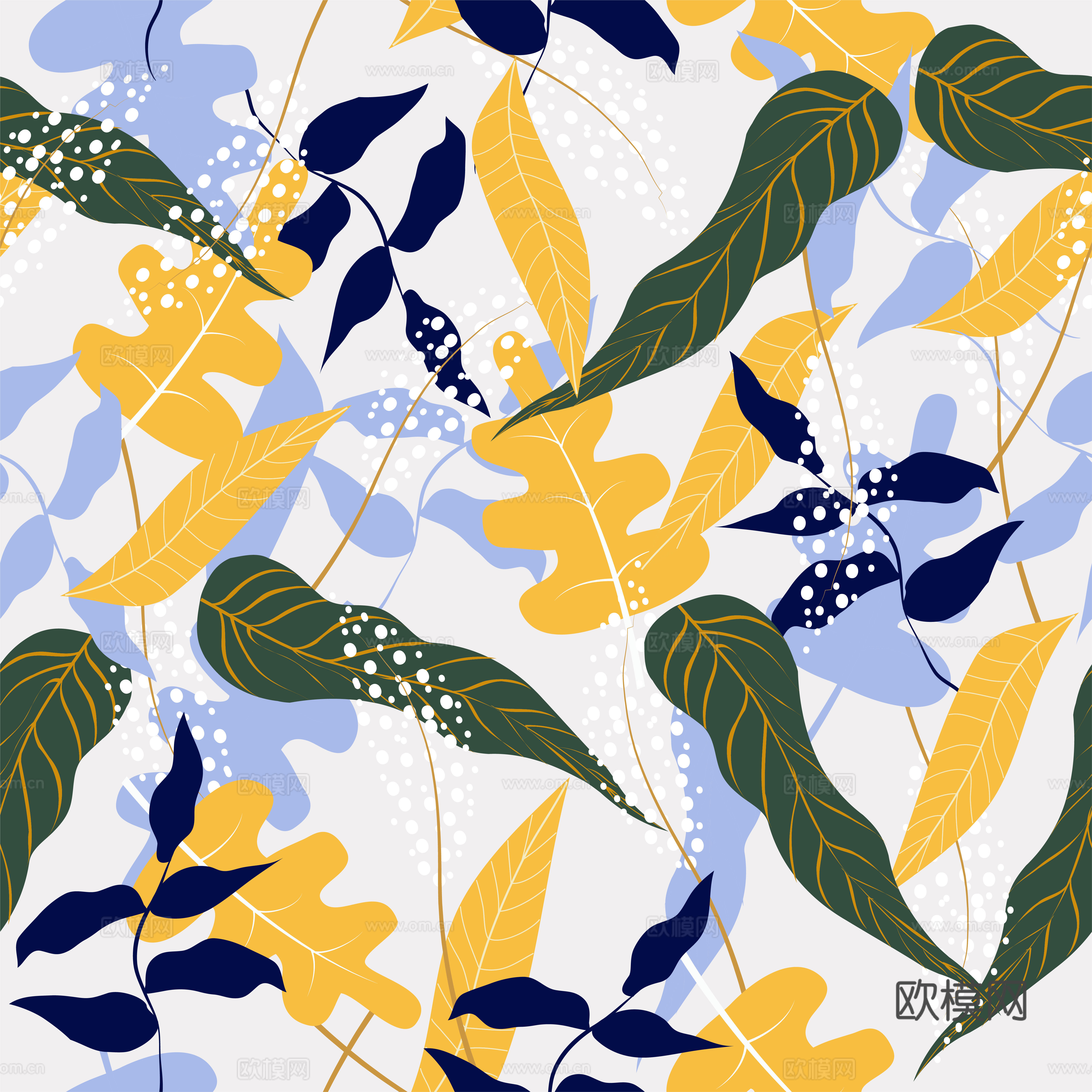 现代植物印花壁纸