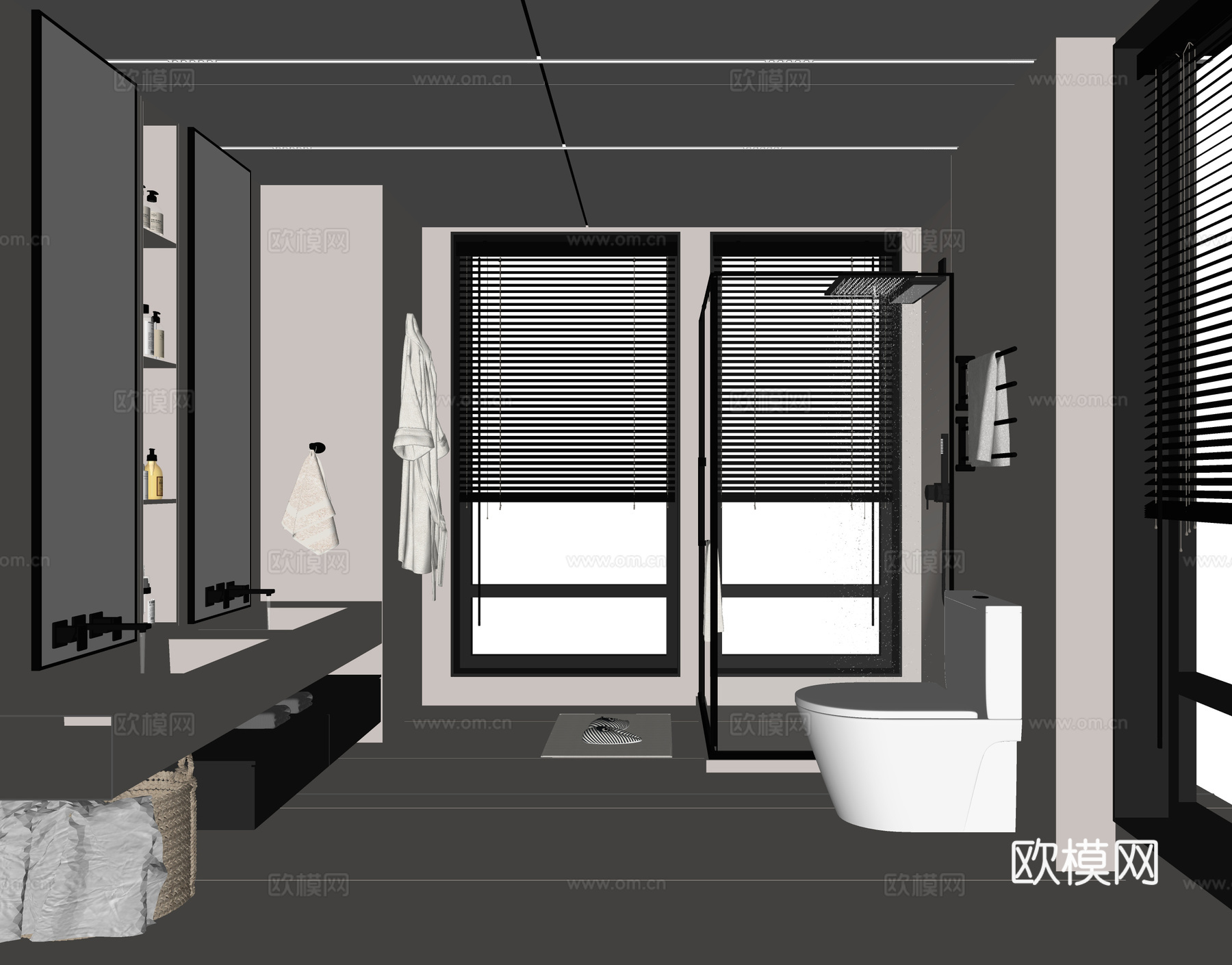 现代卫生间 洗手台su模型
