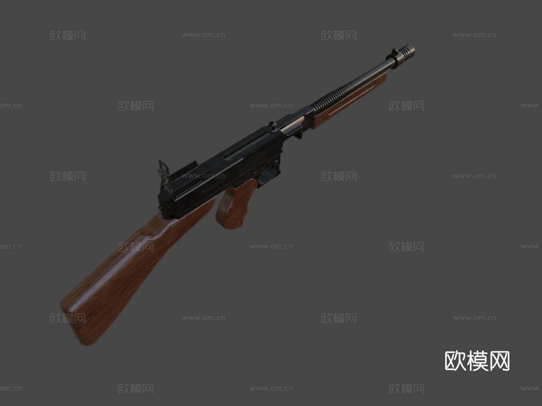 汤普森1928无弹匣3d模型下载（渲染图8）