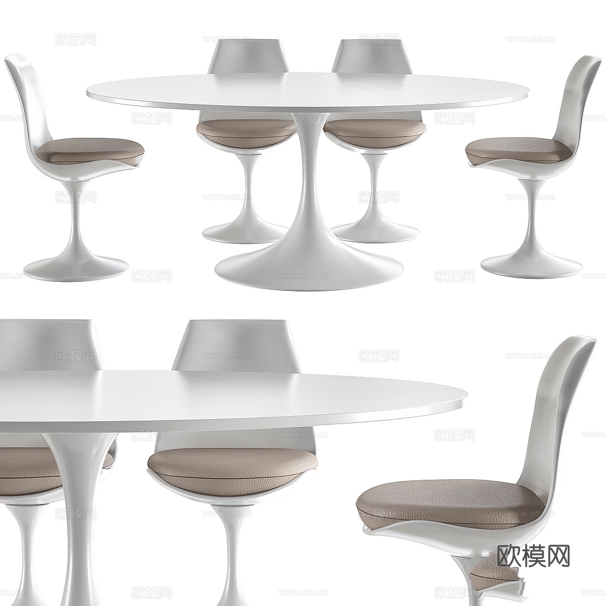 萨里宁郁金香高脚桌 Knoll3d模型下载