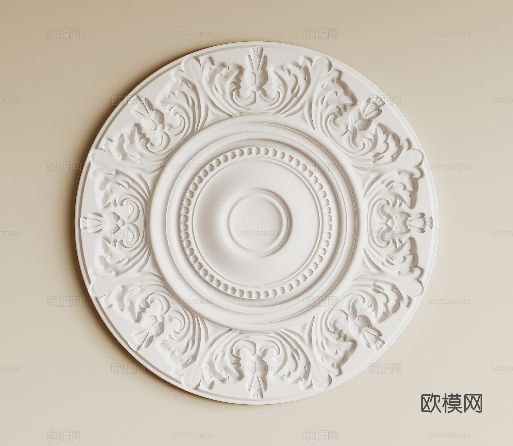 法式复古灯盘 石膏灯盘su模型