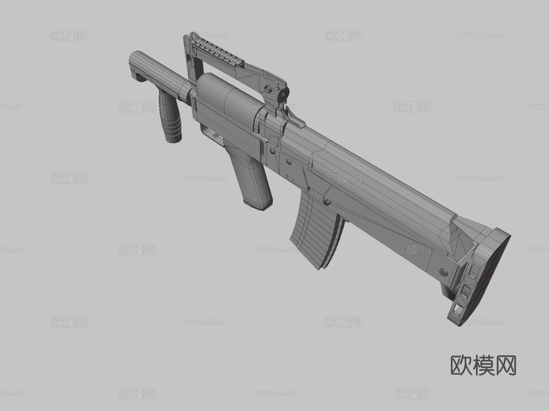 低多边形野牛步枪3d模型下载（渲染图3）