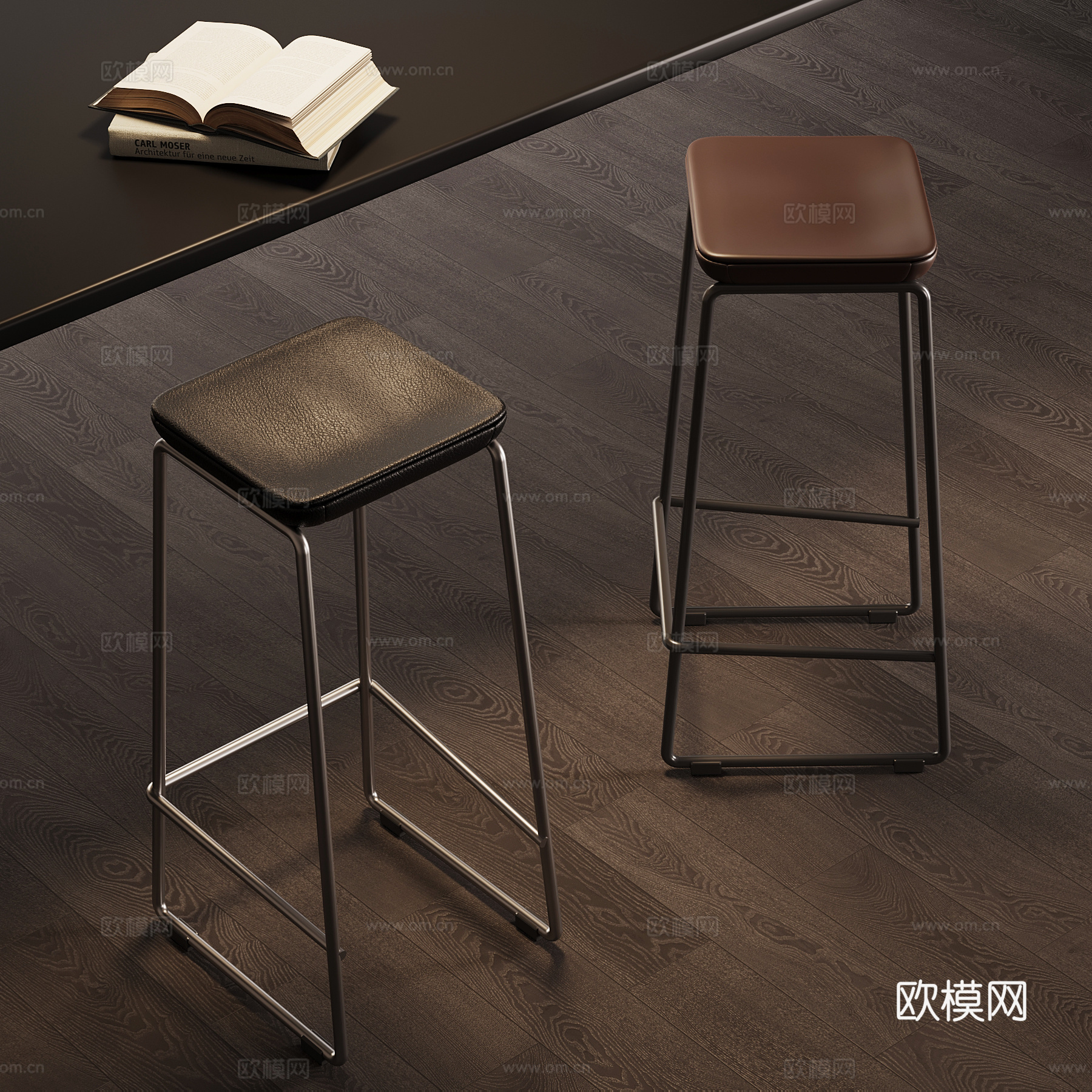 现代意式吧凳su模型