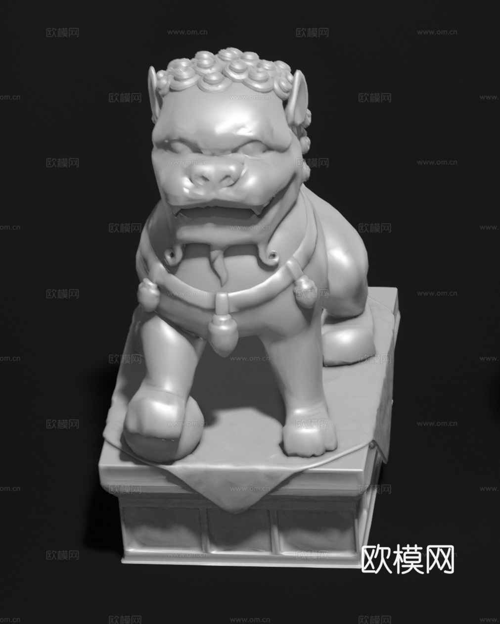 中式石狮子 貔貅 麒麟 石像 石雕门墩 神兽雕塑小品su模型