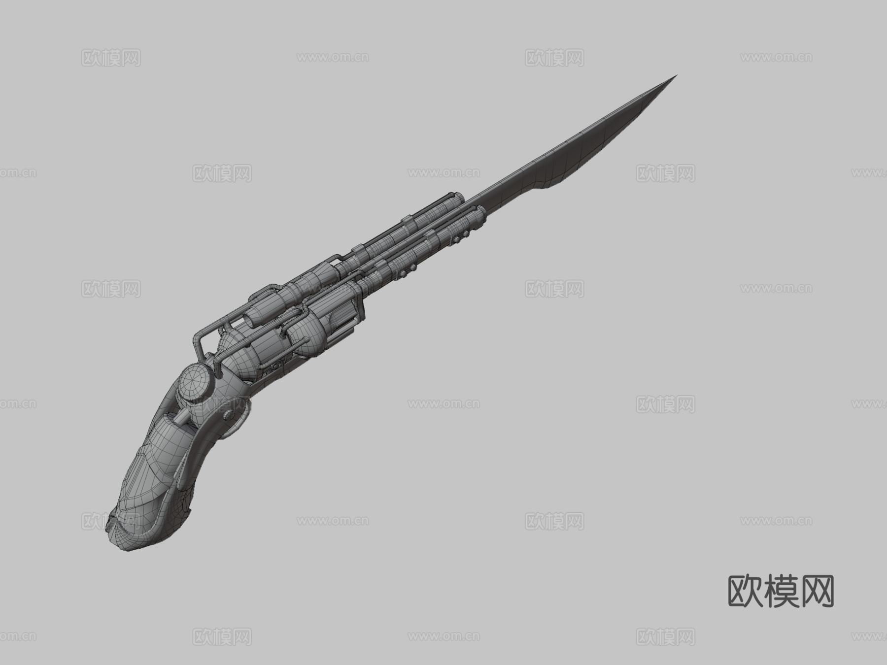 双管刃枪3d模型下载（渲染图3）