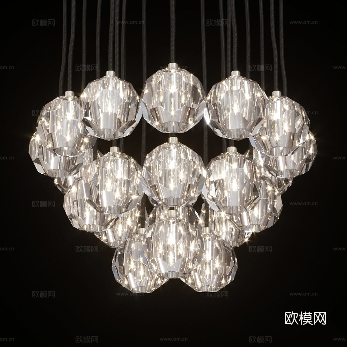 Restoration Hardware 水晶球形簇状吊灯3d模型下载