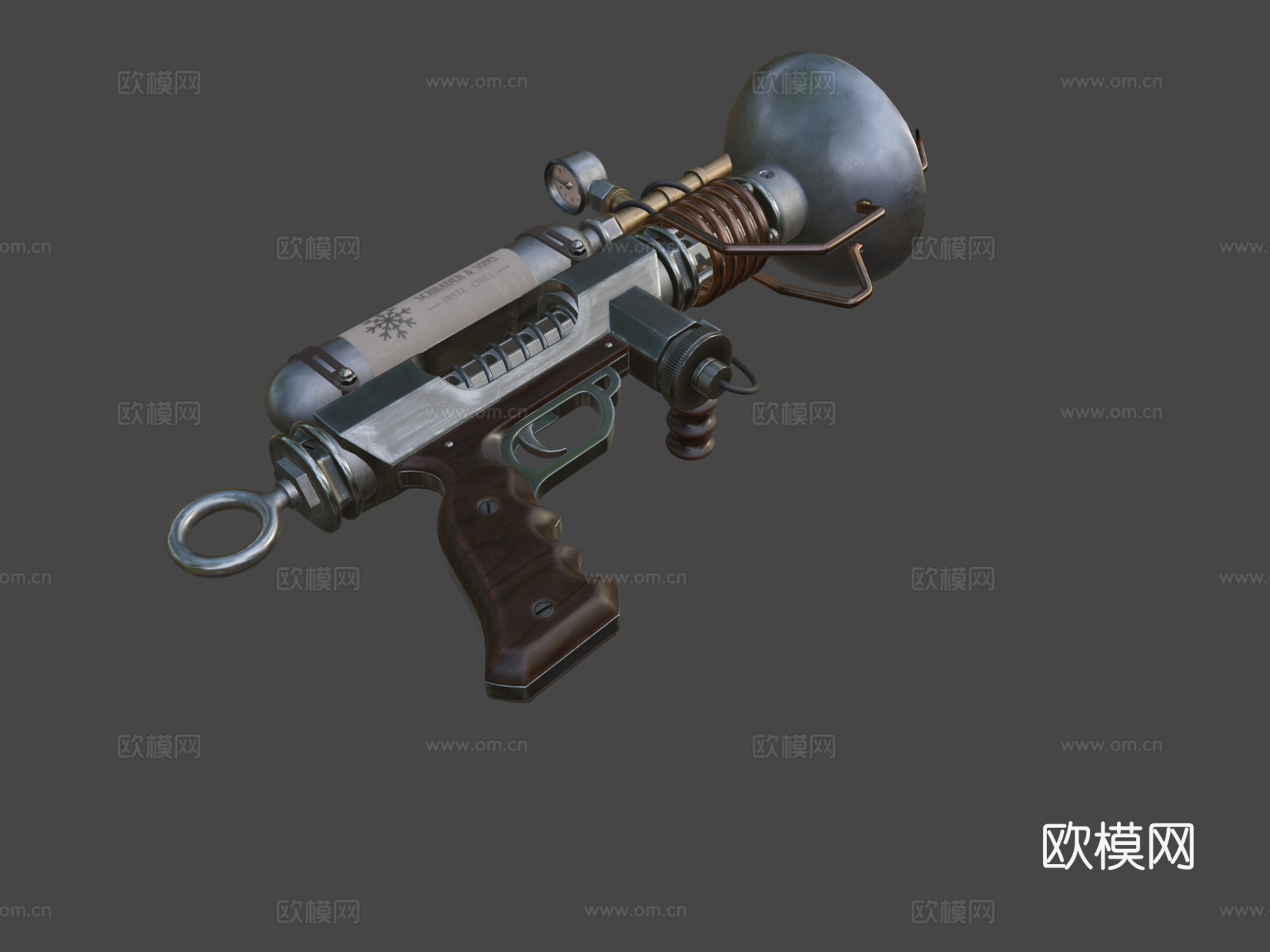 蒸汽朋克射线枪3d模型下载（渲染图7）