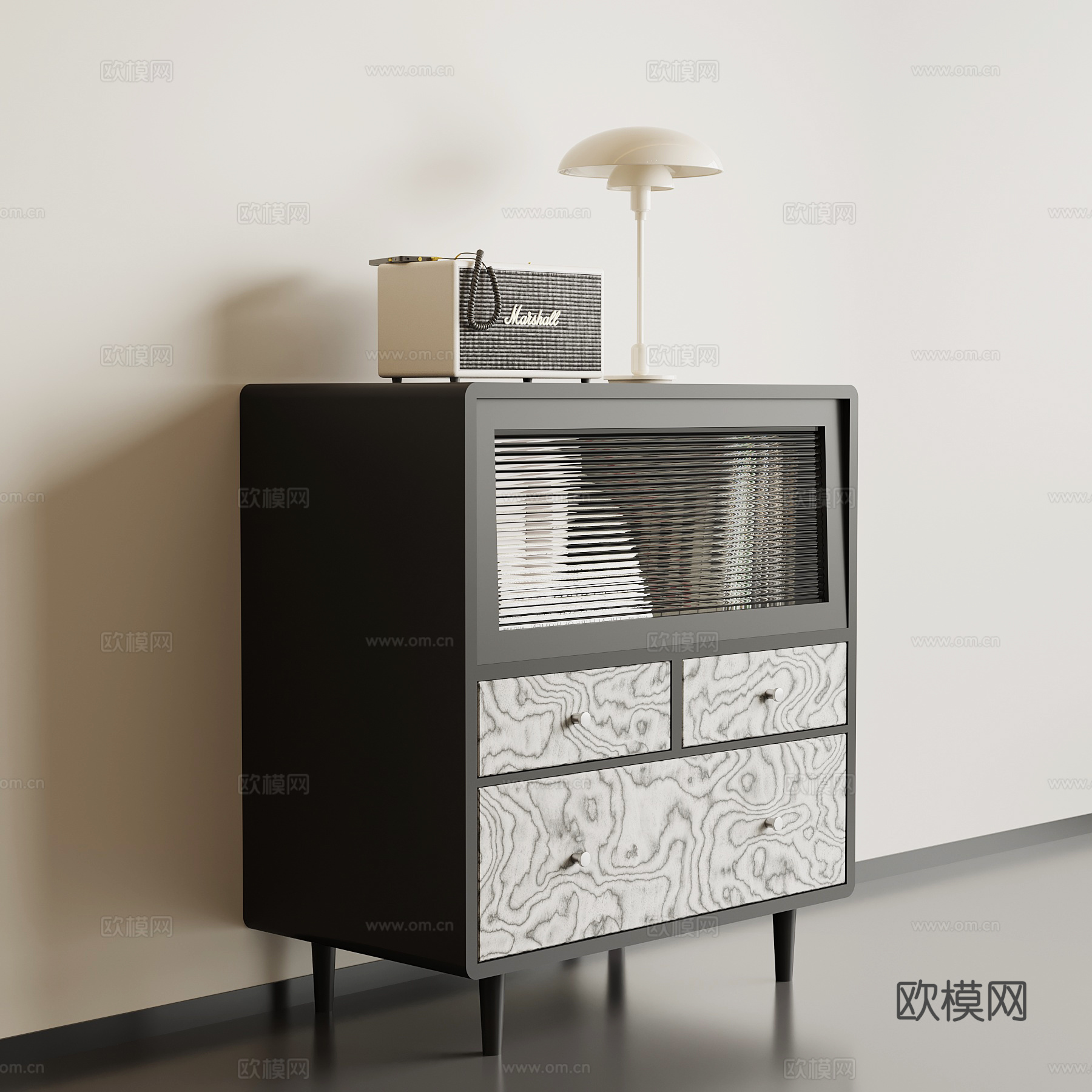 现代意式书柜 置物柜 矮柜su模型