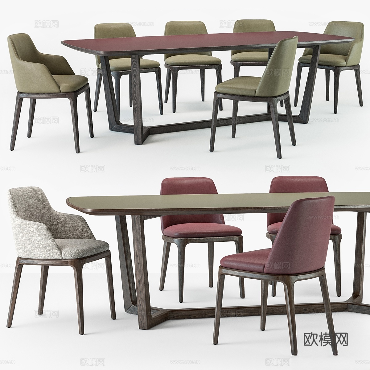 Grace椅与协和餐桌套装3d模型下载