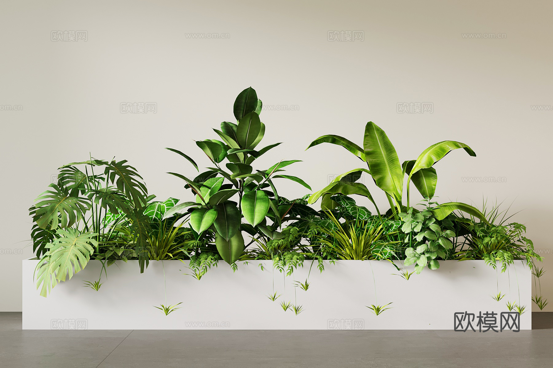 现代花坛 盆栽 室内花坛 绿植su模型