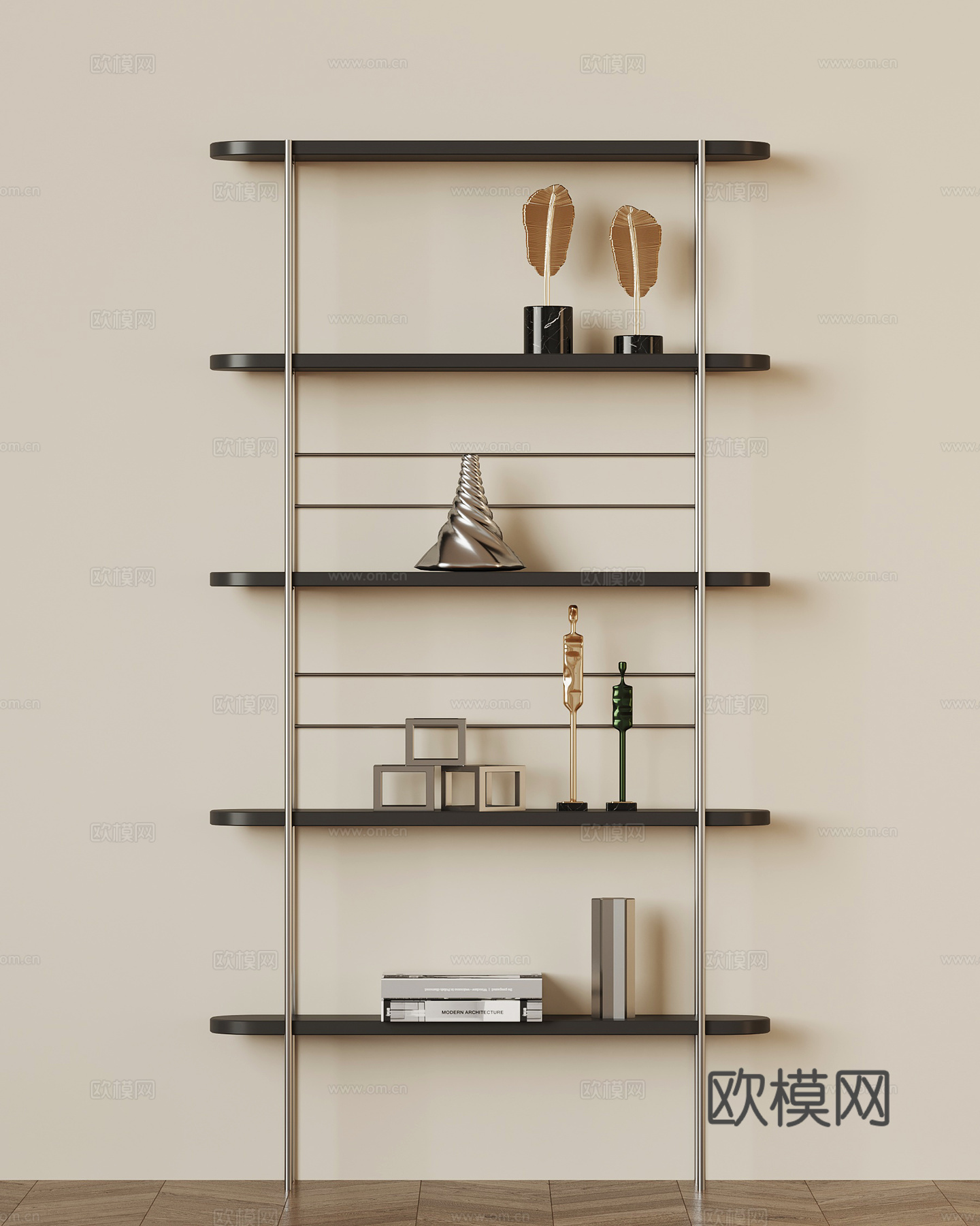 现代置物架 书架su模型