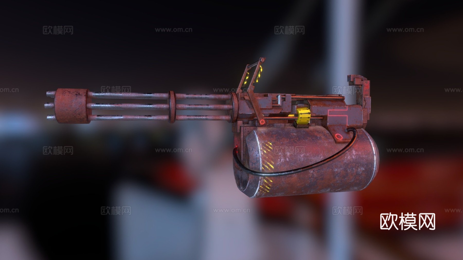 生锈的迷你炮3d模型下载（渲染图1）