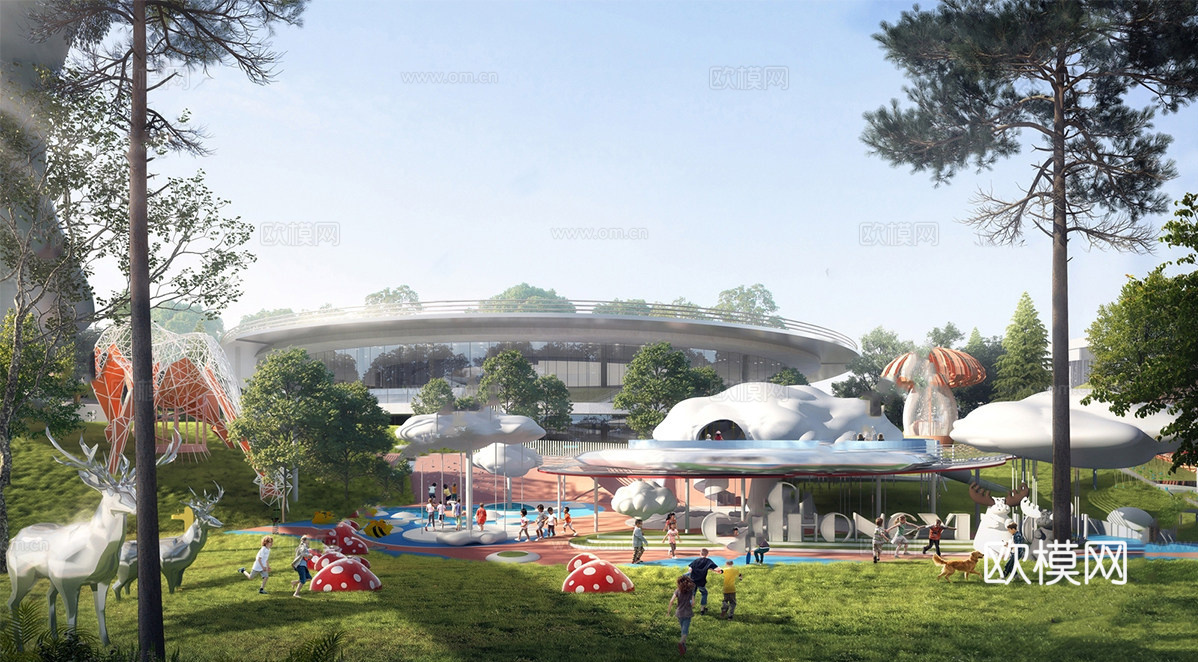 现代大型游乐场 娱乐设施su模型