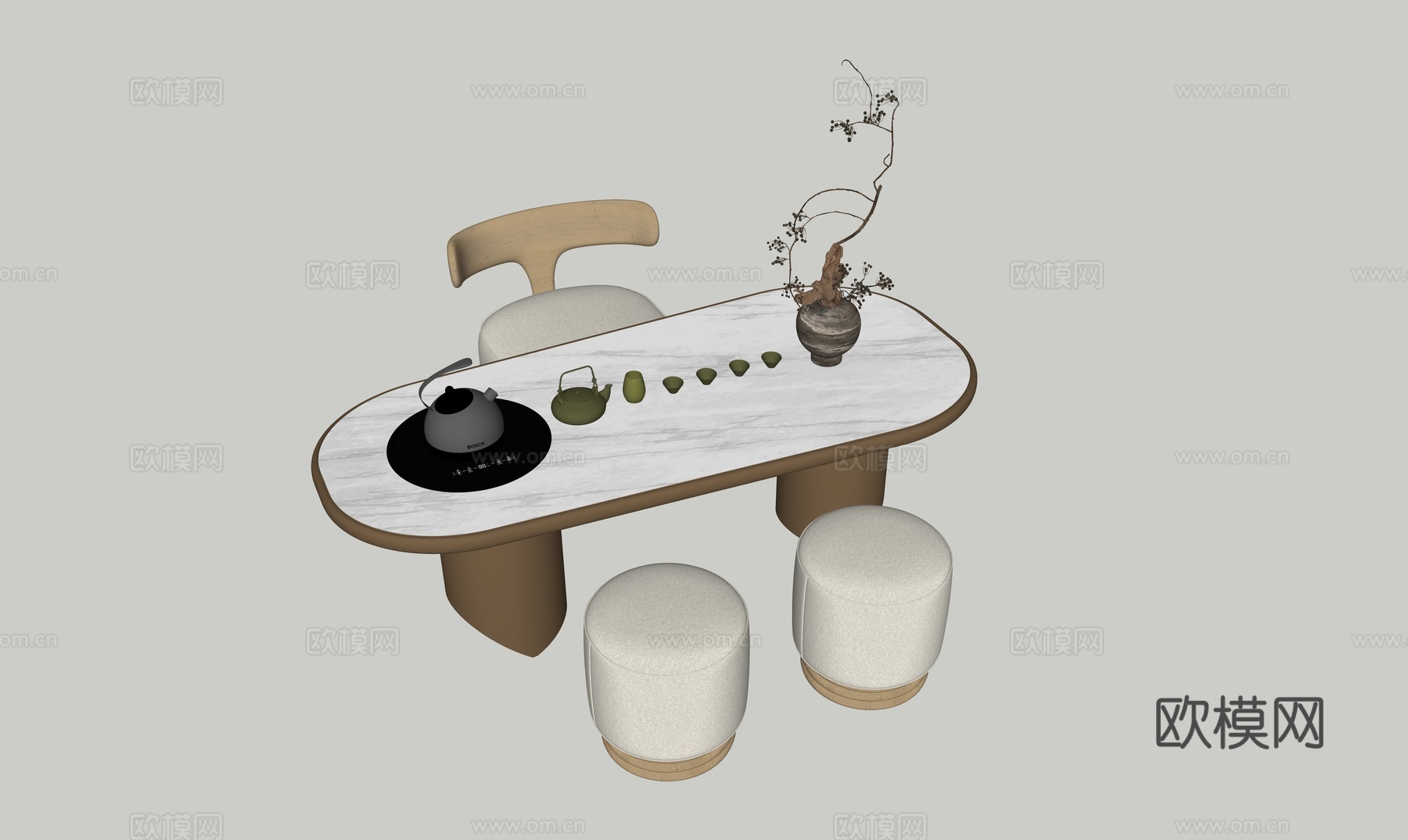 现代茶桌椅su模型