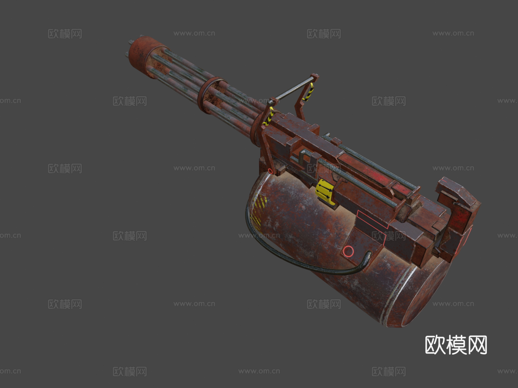 生锈的迷你炮3d模型下载（渲染图7）
