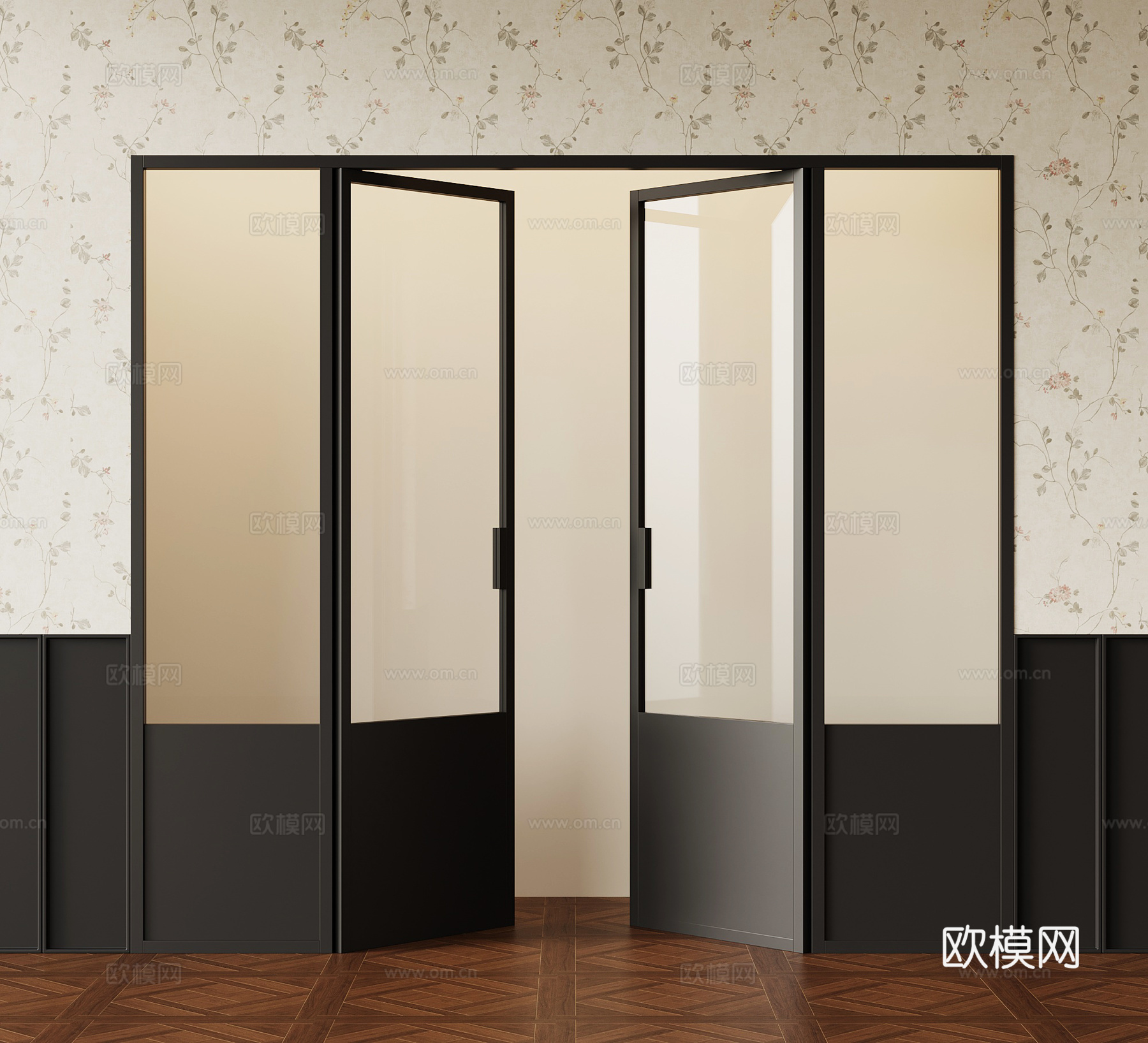 法式复古双开门 四开门su模型