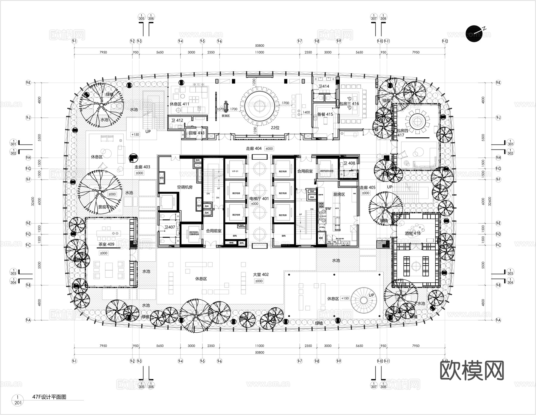 休闲会所平面布置图cad施工图