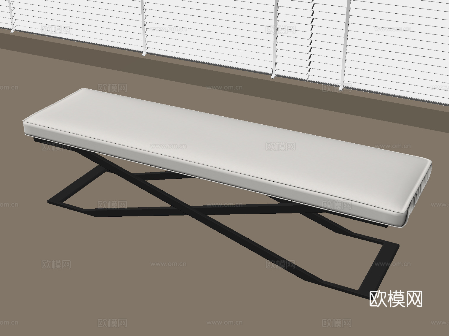 现代床尾凳 换鞋凳 沙发凳 长凳su模型下载（渲染图2）
