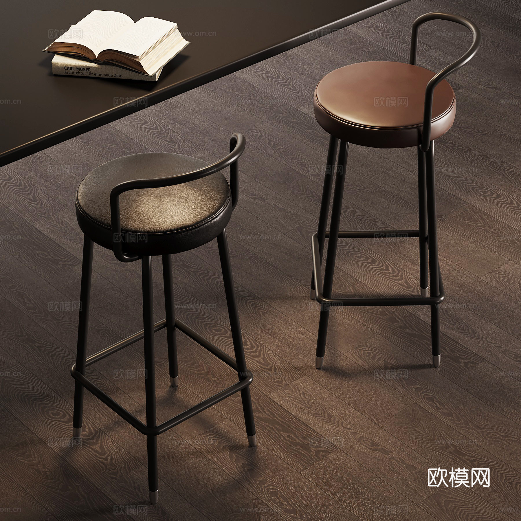 现代意式吧椅 吧凳su模型