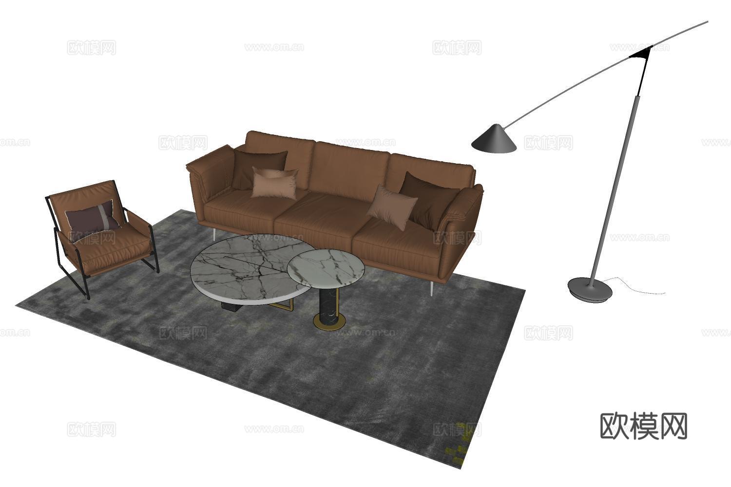 沙发休闲椅茶几su模型下载（渲染图2）
